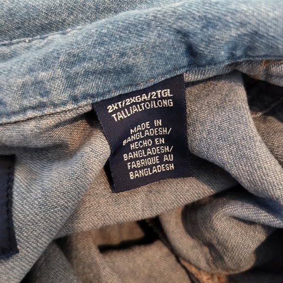 Wrangler Cowboy Cut Western Work Shirt Classic Fit Pearl Snap Denim - Picture 11 of 12